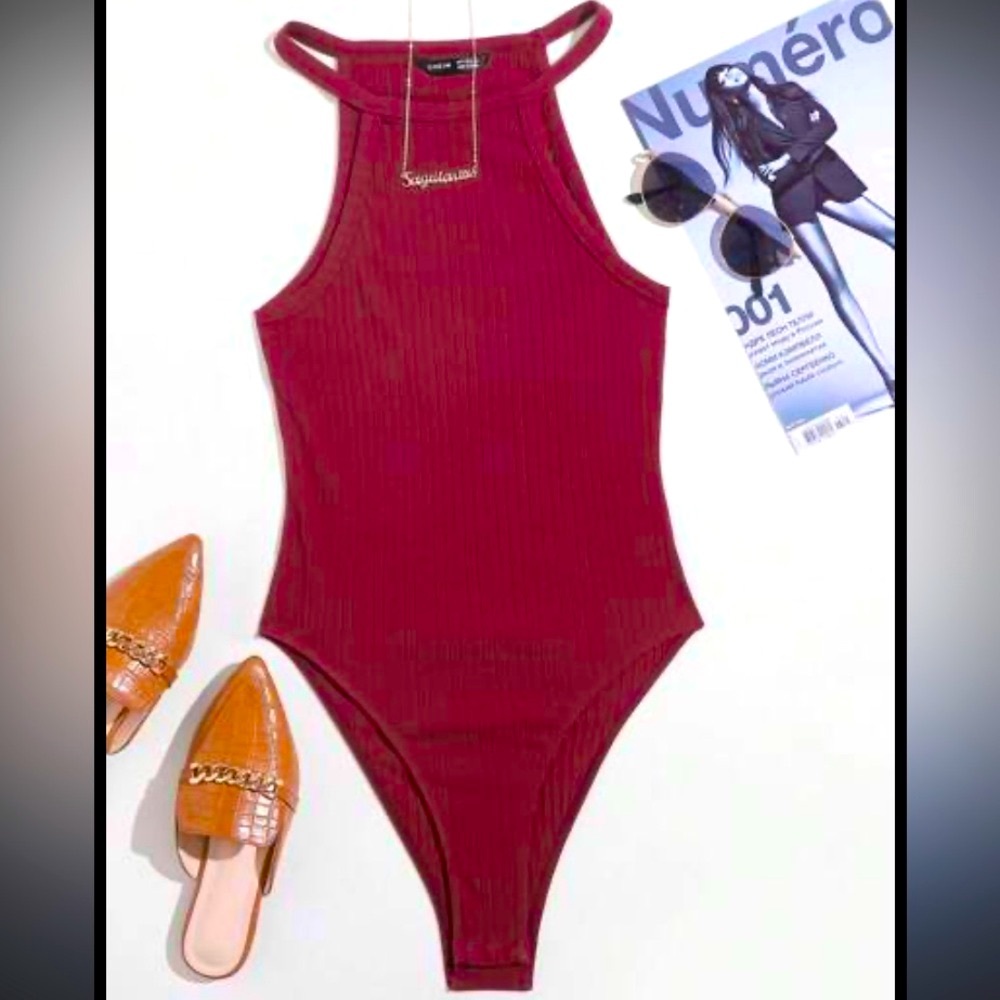 Shein Burgundy One Piece bodysuit S 3/$15